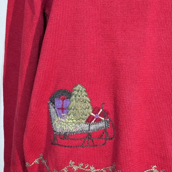 Woolrich Womens Christmas Sweater Size XL Pullover Crew Neck Santa Sleigh Nordic - Picture 2 of 10
